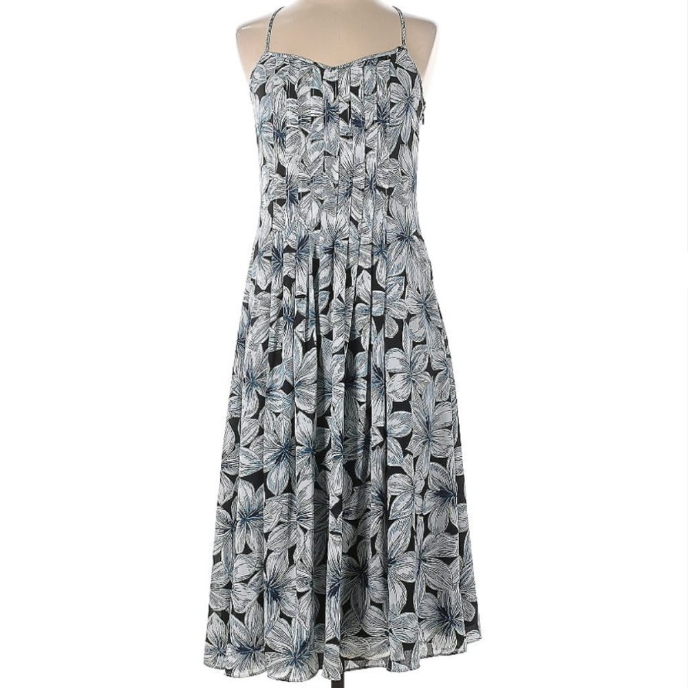 Banana Republic Pleated Sleeveless Floral Midi Dress Size 2